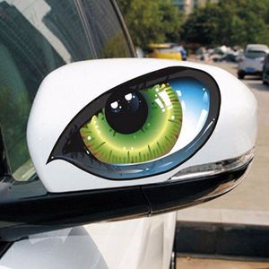3D Stereo Reflective Cat Eyes Car Sticker Car Auto Side Fender Eye Stickers Adhesive Creative Rearview Mirror Decal 2pcs/set