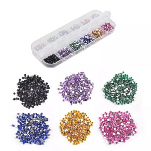 12 färger nagelkonst dekoration akryl flatbottom borr 2400pcs 3d blandade rhinestones diamant dhl gratis