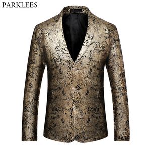 Luxury Blazer Men 2017 olden Pailsey Floral Mens Blazers Casual Single Breasted Slim Fit Male Suit Jacket Costume Homme