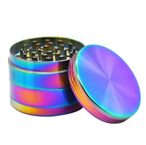 The new zinc alloy four layer dazzle big size smoked device diameter 58mm flat panel brilliant color smoked Grinder