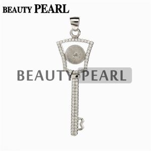 3 Peças Chave Pingente Pérola Configurações 925 Sterling Silver Cubic Zirconia Semi Montagens de Jóias DIY Fazendo