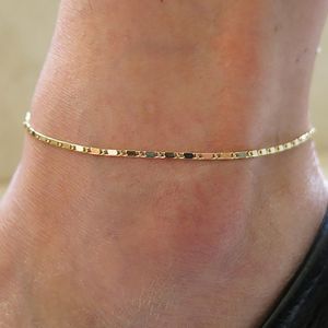 Moda Feminina Simples Corrente de Tornozeleira de Ouro Ankle Bracelet Sandália Com Os pés Descalços Praia Pé Jóias
