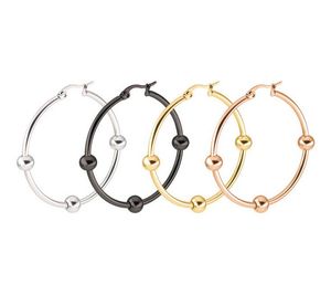 Glänsande stora cirklar hoop örhängen tre små bollar guld silver titan rostfritt stål örhängen mode smycken 10pair / parti