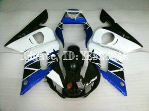 Custom Motorcycle Fairing Kit för Yamaha YZFR6 98 99 00 02 YZF R6 1998 2002 YZF600 Vit Blå Svart Fairings Set + Gifts YM13