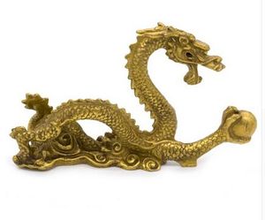 ERMAKOVA 12 cm (4,7 Zoll) Chinesisches antikes Maskottchen aus Kupfer, Drachenskulptur, Kunsthandwerk, Heim-Drachenstatue, Büro, Oranment-Dekor-Kollektion