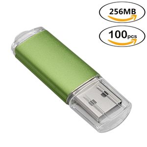 Commercio all'ingrosso 100pcs rettangolo USB Flash Drive 256MB Flash Pen Drive ad alta velocità Thumb Memory Stick Storage per computer portatile Tablet 8 colori