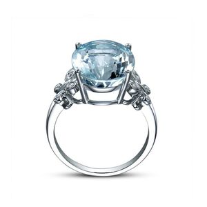 Niebieski Diament Topaz Ring Finger Crystal Butterfly Pierścionki Brida Wedding Moda Biżuteria dla kobiet Prezent Will and Sandy