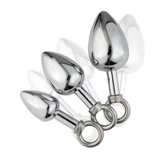 3pcs/set Small Middle Big Sizes Anal Plug Stainless Steel Pull ring Toys Butt Plugs Adult Products for Women and Men