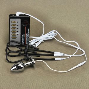 Electric Shock Metal Anal Plug Medical tematyczne Produkty Sex Electro Penise Stymuluj Cock Powiększenie Pierścionki Sex Zabawki dla mężczyzn S1022