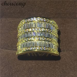 choucong Neuer großer Ring T-Form Diamonique Cz Schmuck Gelbgold gefüllt, Verlobung, Hochzeit, Bandringe für Damen und Herren, Breite 20 mm