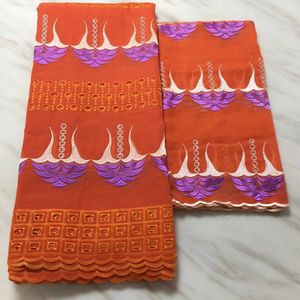 5 metrów Cudowne pomarańczowe afrykańskie bawełniane tkaniny haft i 2yards francuski koronki tkaniny do sukni bc35-4