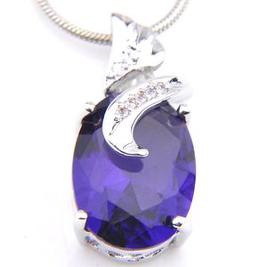 6Pcs Luckyshine Superb Classic Fire Oval Amethyst 925 Sterling Silver Plated Pendants Russia Australia USA Pendants Jewelry