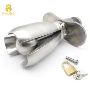 Prison Bird Stainless Steel Chastity Device Openable Anal Plugs Heavy Anus Beads Lock with Handles Sex Toy,Virginity Lock A270 Y18110106