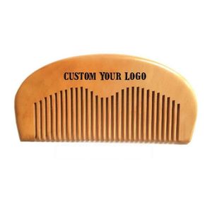 100 pz/lotto Personalizzato Inciso Il Tuo Logo Pettine In Legno Pesca Naturale Pettine Per Barba Pettine Tascabile 11.5*5.5*1 cm