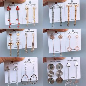 Mixed 12 Style 12 Par Woman Girls S925 Silver Needle Earrings Long Tassel Fashion Crystal Anti Allergy Ear Studs Eardrop