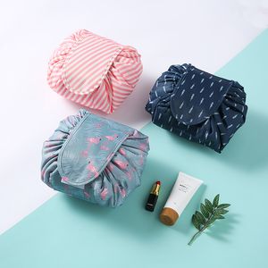 50PCS 2021 Lazy Toalettry Bag Drawstring Polyester Makeup Travel Väskor Flamingo Kosmetisk väska