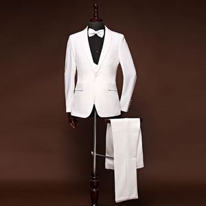 Men Suits 2024 White Shawl Lapel Wedding Suits Bridegroom Groom Evening Dress Custom Made Slim Fit Formal Tuxedo Best Man Blazer Prom 3Piece