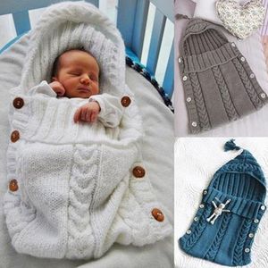 2017 Newborn Soft Baby Sleeping Bags Winter Warm Wool Knitted Knitting Envelope Toddler Swaddle Wrap Blankets Stroller Footmuff