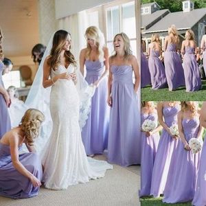 Wholesale lavender formal dress resale online - 2018 New Cheap Lavender Chiffon Strapless A Line Bridesmaid Dresses Sleeveless Long Formal Dresses Plus Size Custom Made Wedding Dresses