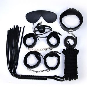 2018 novo 7 pçs / set Sexy Lingerie PU Couro Conjunto Escravidão Sex Toy Bondage Restraint s Sex Toy Acessórios Exóticos S1017