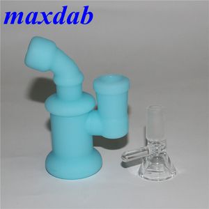 Silicone Bubbler Hand Pipe hookah with Removeable Glass Bowl Food Grade Silicon Wax Jar Container Tobacco Smoking Pipes