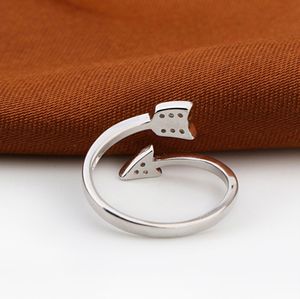 Shuangshuo 2017 New Arrival Moda Banhado a Prata Seta de cristal Anéis para as Mulheres ajustáveis ​​anel de noivado Seta Mulher