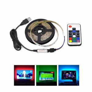 1m 2m 3m 4m 5m USB Şarj Cihazı LED Şerit Işığı DC 5V 3528 SMD USB Kablo LED Bant Güç Kaynağı LED LAMP RGB IR RF uzaktan kumanda