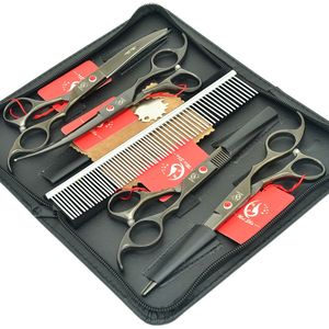 7.0 Inch Meisha Nero Big Straight / Thinning / Curved Scissors Cat Clippers JP440C Pet Grooming Scissors Set Cesoie per cani Popolare HB0126