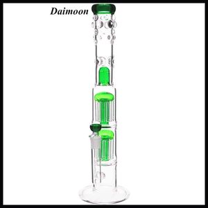 18 inch Big Green Glass Bong grace Heady double 8 arms tree perc dome percolator water pipe dab rig hookahs
