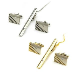 Cristal Stripe Tie Clipes Cufflinks Set Negócios Ternos Camisa Gravata Gravatas Bar Cuff Links Moda Jóias Para Homens Drop Ship 070007