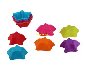 100 pz/lotto Spedizione gratuita Colorata a Cinque punte a forma di stella In Silicone Muffin Custodie Muffa Della Torta Stampi Cupcake Liner di Cottura Della Muffa