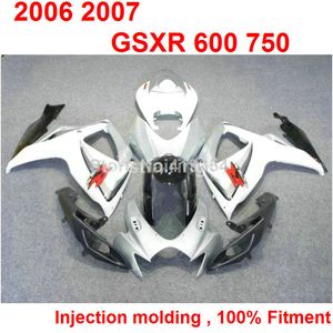 7gifts Injection molding fairing kit for SUZUKI GSXR600 GSXR750 2006 2007 white grey GSXR 600 750 06 07 CV34