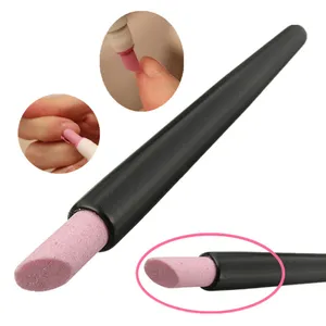 Professionale Nail Art Pusher Testa di quarzo nero Scrub Pietra Cuticola Stick Pen Spoon Cut Manicure Care Strumenti per la lucidatura delle unghie