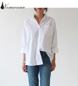 Casual frauen Shirts 2018 Neue Ankunft Plus Größe Bluse Langarm Buons Tasche Weißes Hemd S-3XL Übergroßen Hemd M18020904