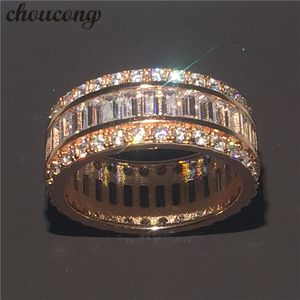 Choucong Full 15ct Diamond Rose Gold 925 Sterling Silver Engagement Wedding Band Ring for Women Prezent