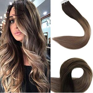 Evermagic Balayage Ombre 2/6/18# Silky straight brazilian tape balayage human hair extension 20pieces 2.5g/pc 50g for one bundle
