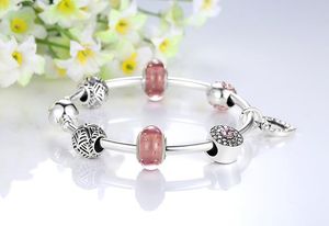 LOOK! Hot sell Bring luck bracelet Silver Color Heart Pendant Bracelets with European  Girl Bracelet Jewelry
