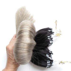 Estensioni umane per capelli grigio argento Loop 1B / Estensioni per capelli Micro Link Ombre bicolore grigio 200S Estensioni per capelli Micro Ring 200g