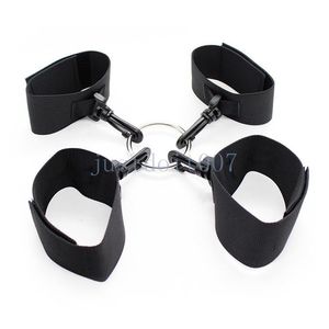 Bondage Sexy Nylon Handcuff Ankle wrist Cuffs neck Collar black Set Restraint slave new #R98