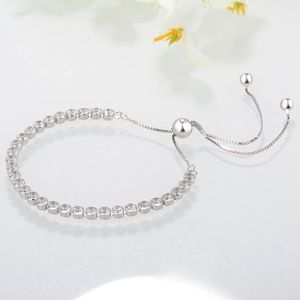 Original 925 Sterling Silver Adjustable size Crystal Shine Bracelet with box for Pandora Charms Bracelet Women Wedding Jewelry Bra302Z