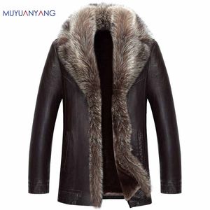 Mu Yuan Yang Mens Faux Fur Winter Casaco de couro para Masculino Casual Faux Leather 50% OFF Casaco Overcoat 3xl 4xl