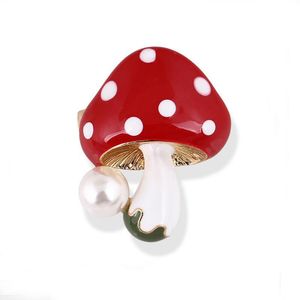 Elegant Faux Pearl Adorable Mushroom Brooch Fantastic Clothes Jewelry Accessories Broach Pin For Women Hot Selling New Design