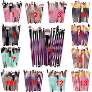 Pro 15 pezzi/kit pennelli per trucco set ombretto sopracciglia eyeliner ciglia fondotinta labbra pennello per trucco cosmetico