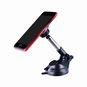 Bilhållare 360 ​​graders roterande sugkopp Teleskopmagnet Aluminiumlegering Bilmontering Telefonstativ för iPhone X Samsung Universal
