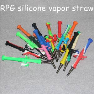 5 pezzi di tubi per nettare in silicone Kit Mini nettare Dab Oil Rig Paglia 10mm Punta in titanio per unghie Vapore Tubo per fumare