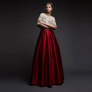 Vintage Style Burgundy Wine Red Skirts Women Zipper Waistline A Line Floor Length Maxi Skirt Long Pleated Skirt Personalized