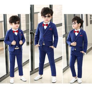 En knapp Högkvalitativ Kid Complete Designer Handsome Boy Wedding Suit Boys Toaris Custom-Made (Jacka + Byxor + Tie + Vest) M790