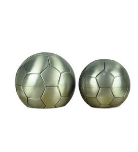 Fashion Football Penny Box Creative Soccer Shaped Metal Piggy Bank Coin Saving Pot Birthday Children Gift Pewter Plated Finish