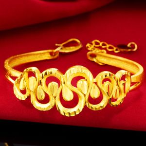 Unik stil bröllopsfest kvinna manschettbangle 18k gul guld fylld vacker armband gåva