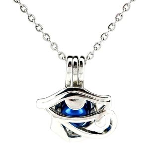 Silver Koppar Egyptiskt öga av Horus Ra Amulet Essential Oljediffusor Locket Aromaterapi Pärlor Pearl Oyster Cage Halsband Hängsmycke